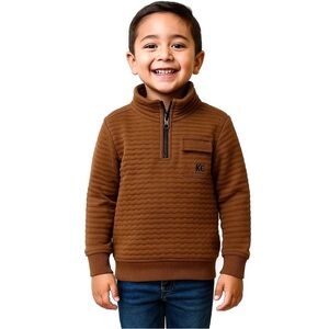 NWT Kenneth Cole 3T Tan Brown Quarter Zip Sweater and Jogger Pant Set two pieces